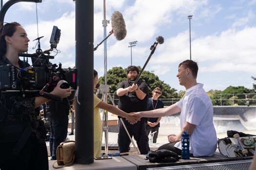 Behind the scenes filming on a previous Northcott production (photo by Julia Faruk, provided by the Northcott Society)